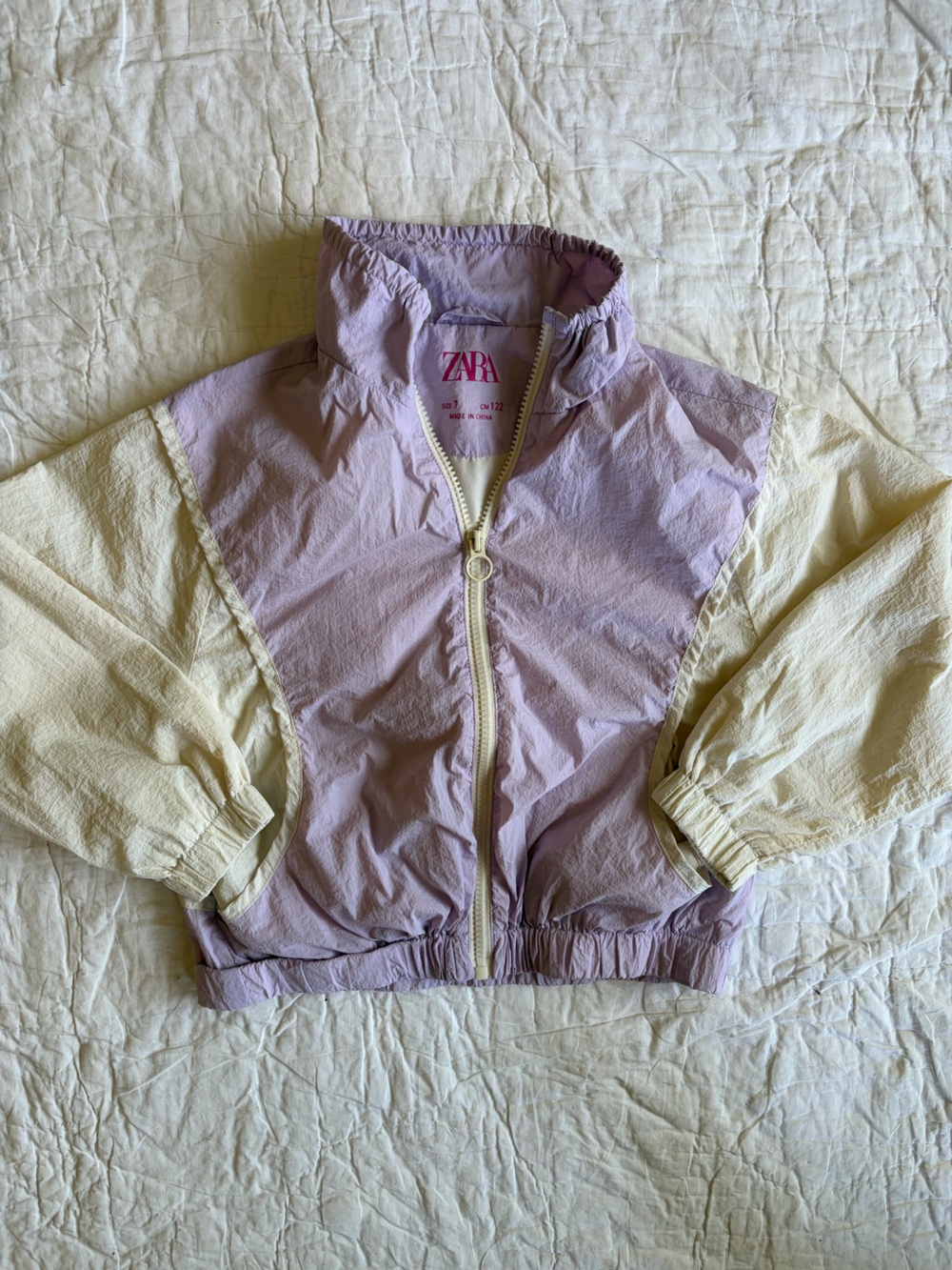 Zara Lilac and Cream Colorblock Lightweight Jacket- girls size 7